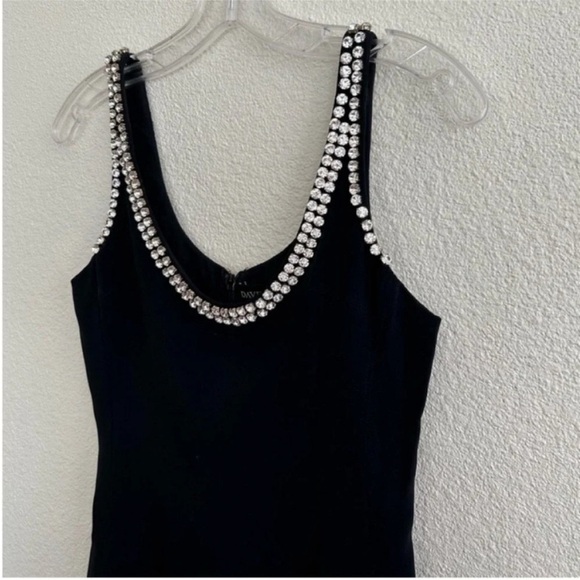 David Koma Crystal Embellished Asymmetrical Midi Dress Black - Picture 6 of 9